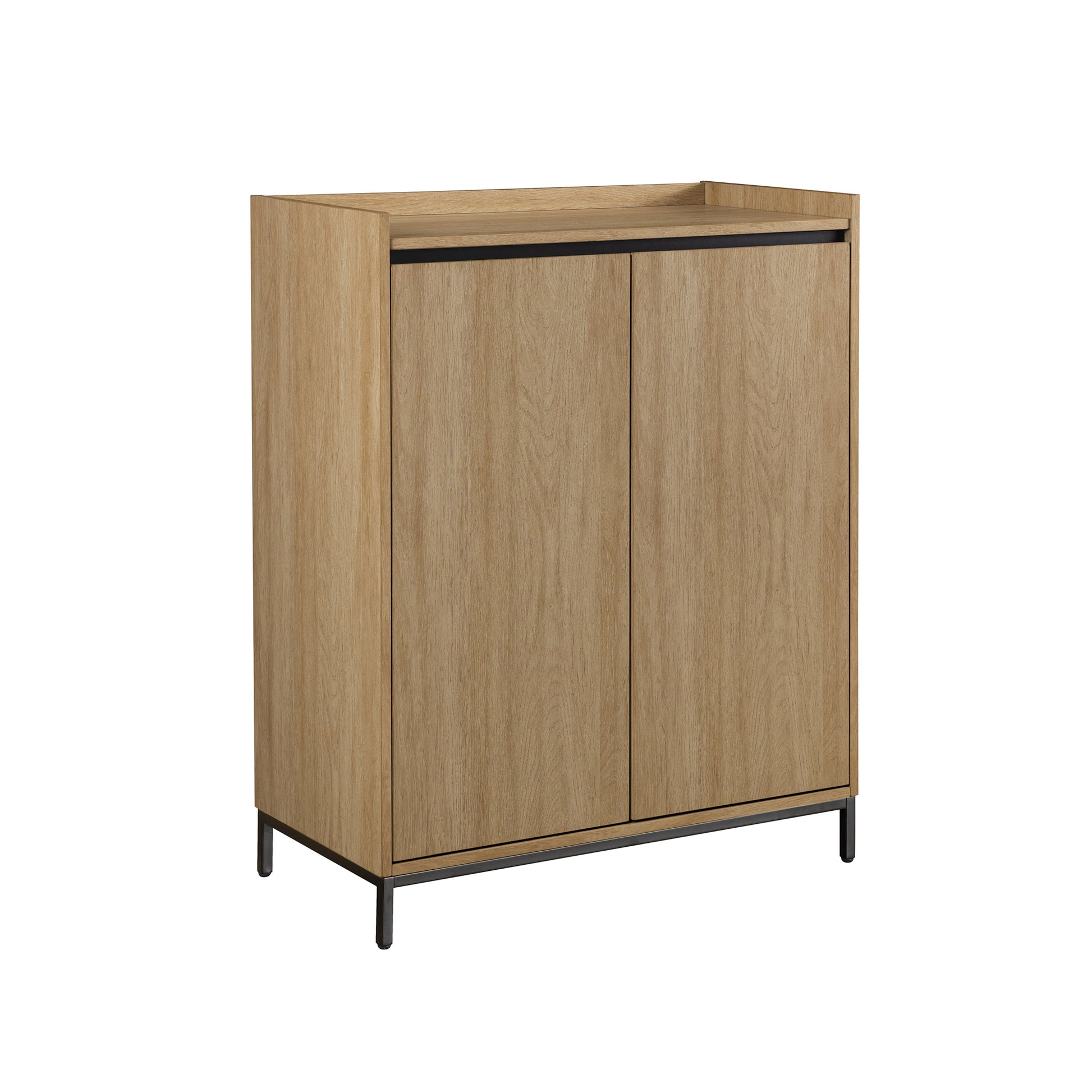 Contemporary Minimalist 2 Door Accent Cabinet Coastal Oak Light Brown Mdf Mdf