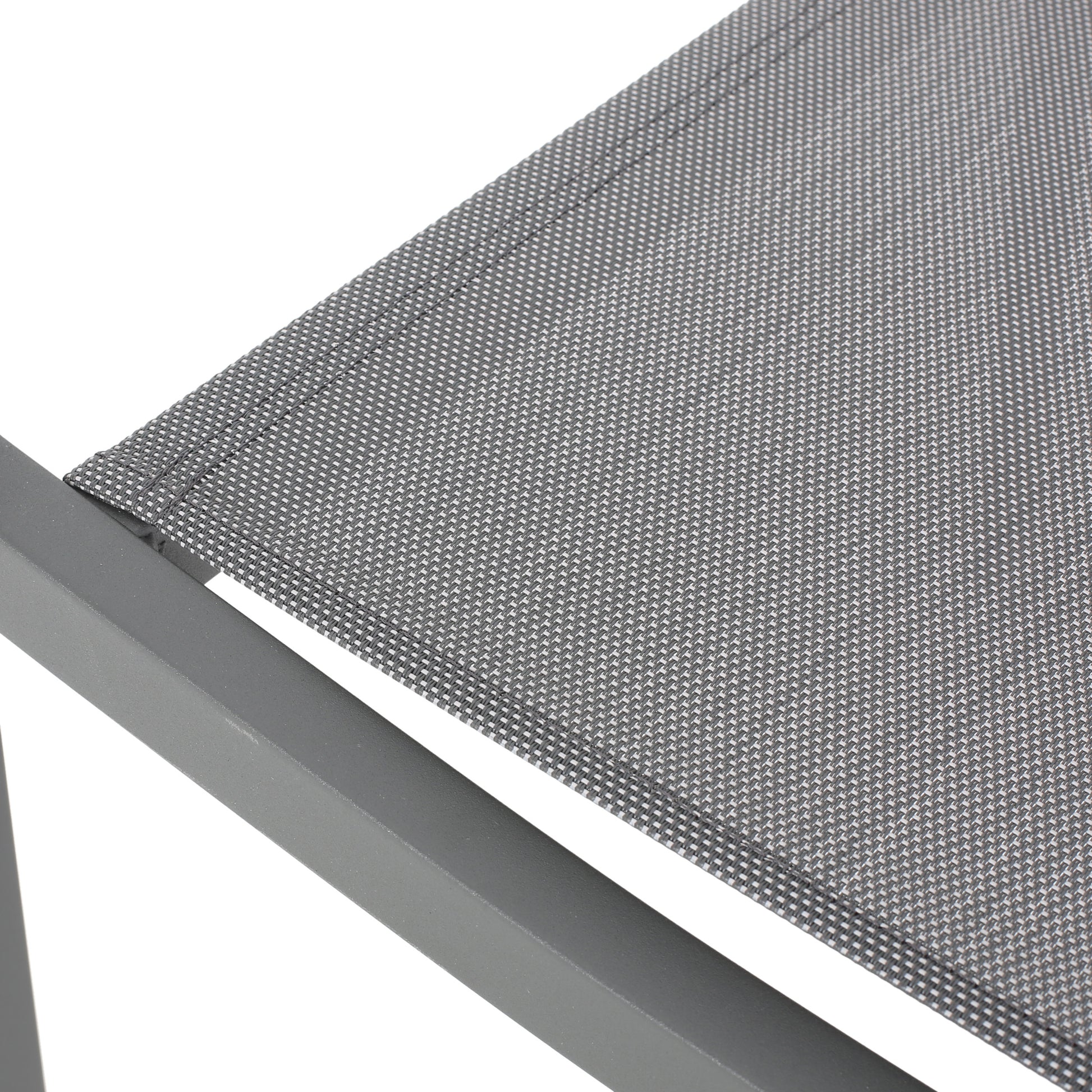 Outdoor Modern Aluminum Dining Chair With Mesh Seat Set Of 2 , Metal Gray And Dark Gray Gray Aluminium