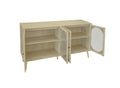 4 Door Cabinet, Sideboard Accent Cabinet, Storage Cabinet For Living Room, Hallway Entryway Kitchen Natural Wood Mdf