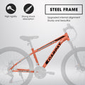 A2610 26 Inch Mountain Bike 21 Speeds, Suspension Fork, Steel Frame Disc Brake For Men Women Mens Bicycle Orange Steel