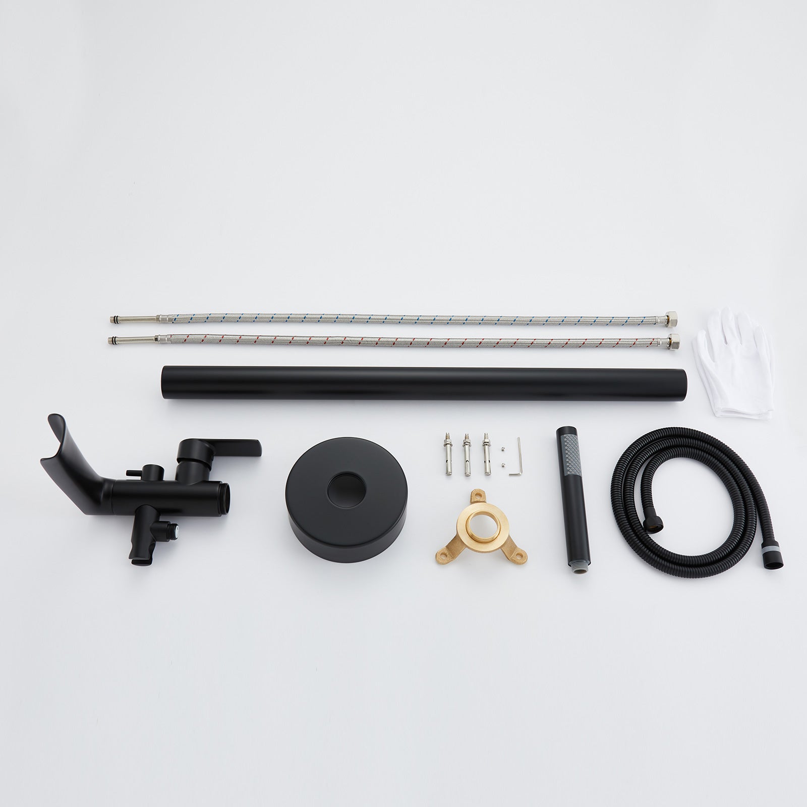 Matte Black Freestanding Floor Mount Bathtub Filler With Single Handle And Hand Shower Matte Black Brass