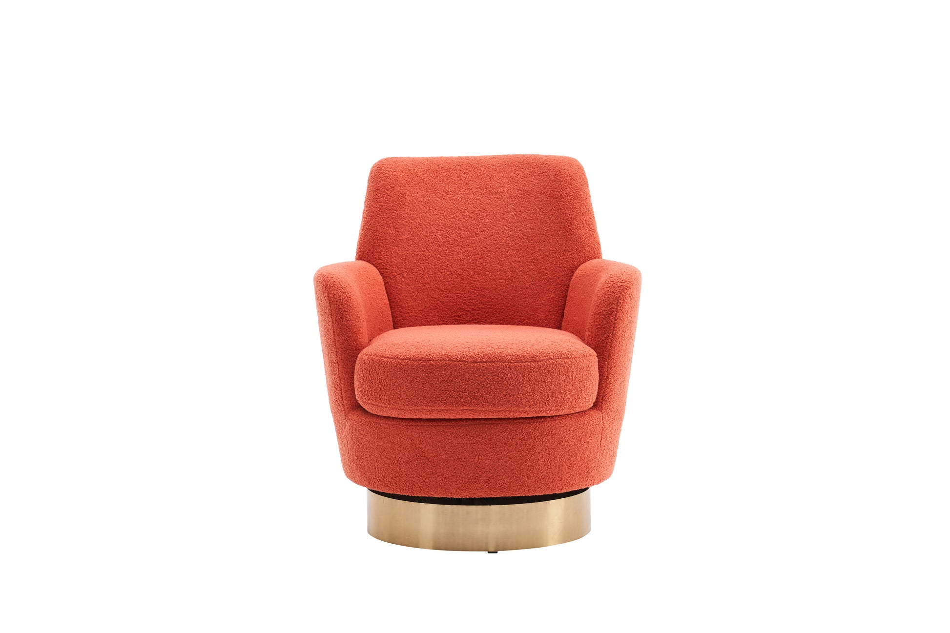 Teddy Swivel Barrel Chair, Swivel Accent Chairs Armchair For Living Room, Reading Chairs For Bedroom Comfy, Round Barrel Chairs With Gold Stainless Steel Base Orange Orange Primary Living Space