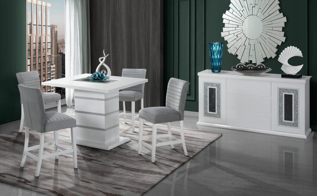 Ariya White Buffet White Rubber Wood