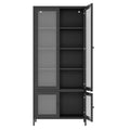 Large Metal Storage Cabinet Display Cabinet With 4 Glass Doors 5 Shelves Side Cabinet Bookcase Freestanding Cabinet For Bedroom Living Room Pantry Home Office Black, Reinforced Tempered Glass Freestanding 5 Or More Shelves Black Primary Living Space