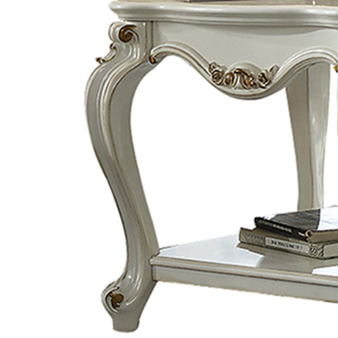Antique Pearl 1 Shelf End Table Ivory Primary Living Space Traditional Shelves Square Wood
