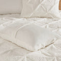 Pintuck Sherpa Down Alternative Comforter Set Full Ivory Polyester