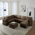 Modular Sectional Sofa With Storage Seat Oversized U Shaped Couch With Reversible Chaise Sofa Set With Ottoman,Ultimate Comfort 6 8 Seater Couches With Adjustable Arms And Backs For Living Room Brown Brown Polyester 6 Seat