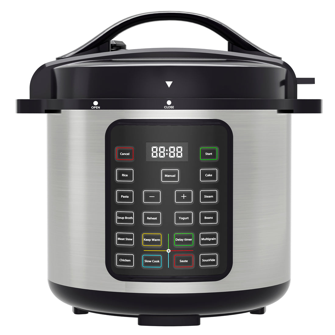 9 In 1 Electric Pressure Cooker 8 Quart, Steamer, Yogurt Maker, Warmer & Sterilizer, Saute, Slow Cooker, Rice Cooker, Egg Cooker, Multi Functional Smart Pot, Stainless Steel Black Stainless Steel