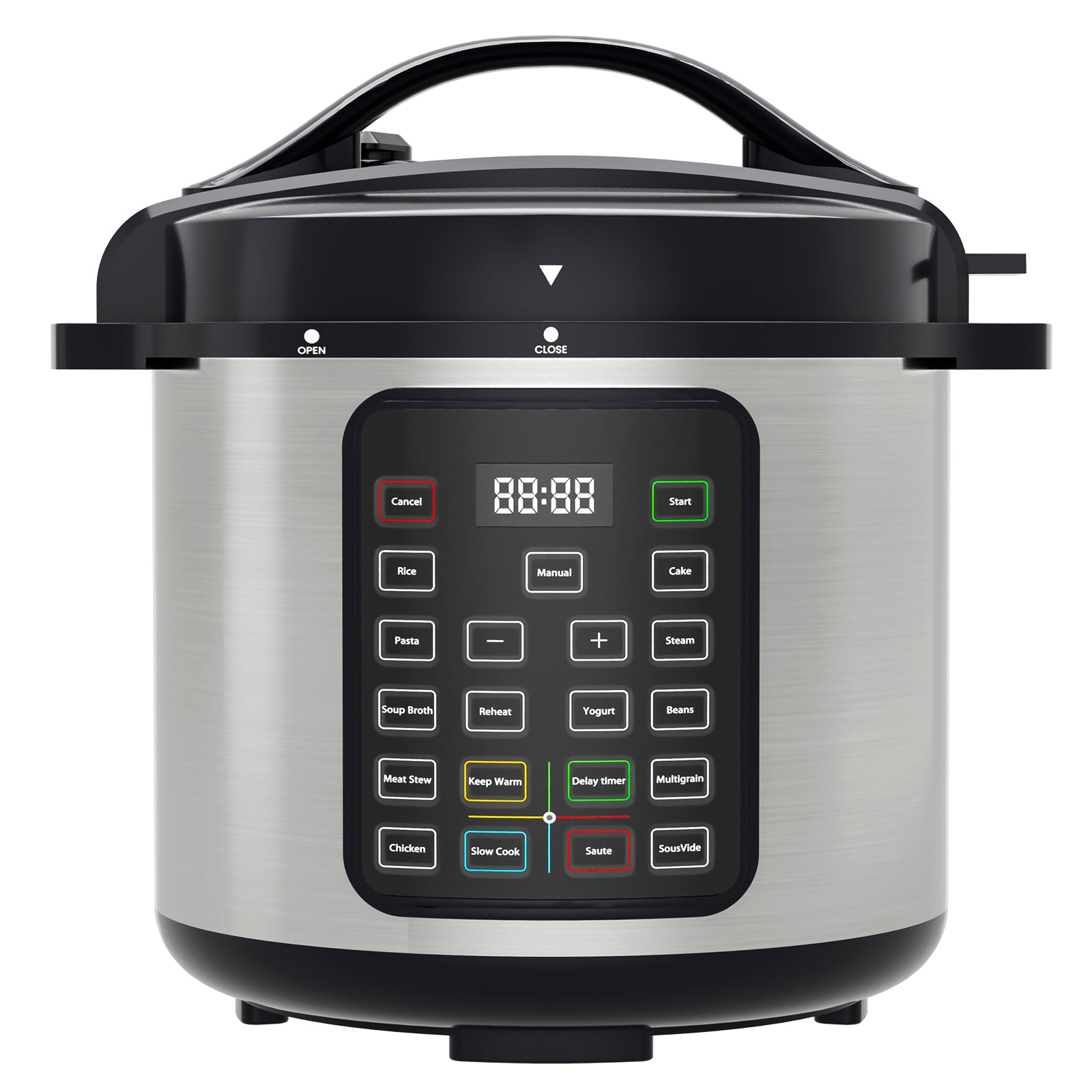 9 In 1 Electric Pressure Cooker 8 Quart, Steamer, Yogurt Maker, Warmer & Sterilizer, Saute, Slow Cooker, Rice Cooker, Egg Cooker, Multi Functional Smart Pot, Stainless Steel Black Stainless Steel