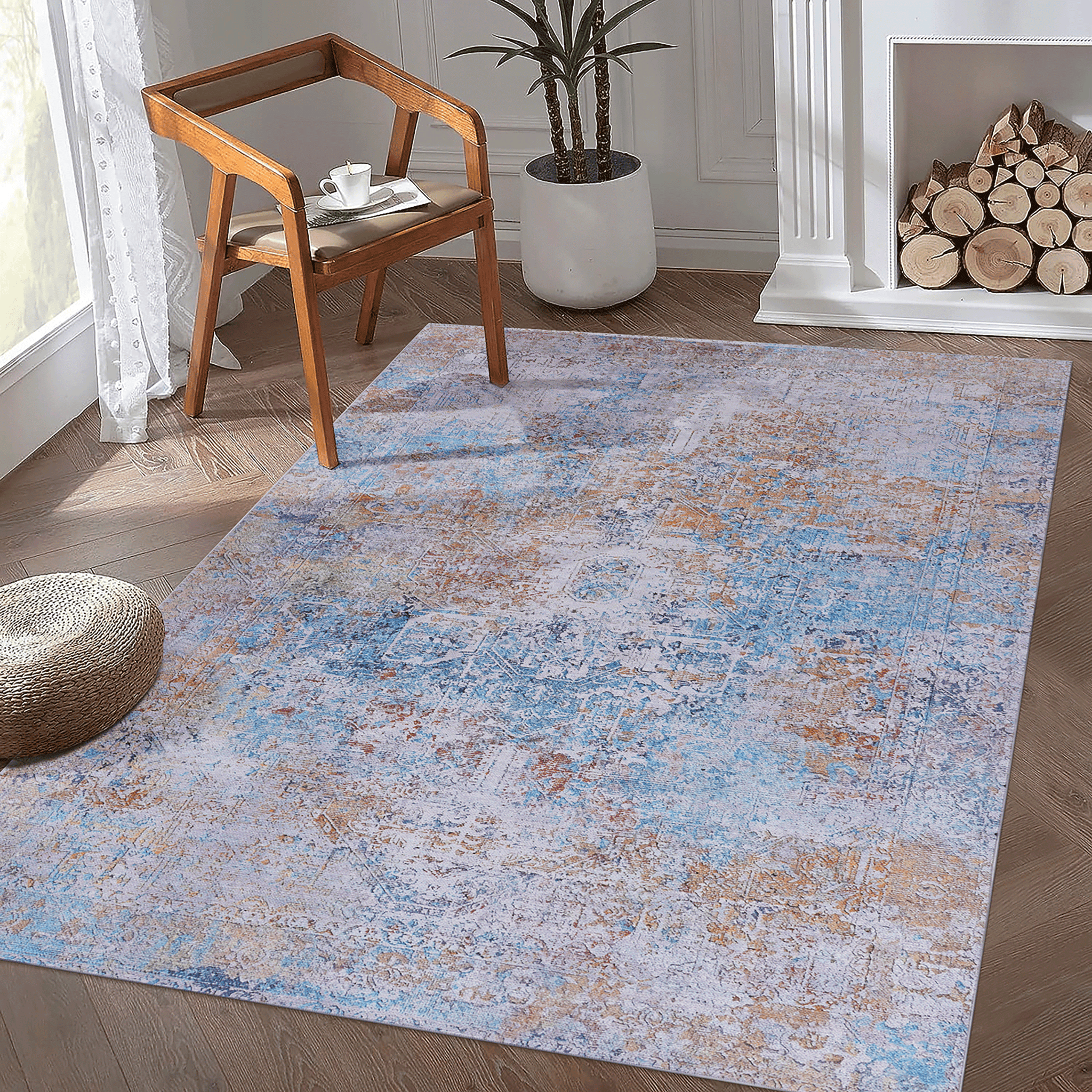 Naar Area Rugs 6X9, Washable Rug, Low Pile, Non Slip, Non Shedding, Fo