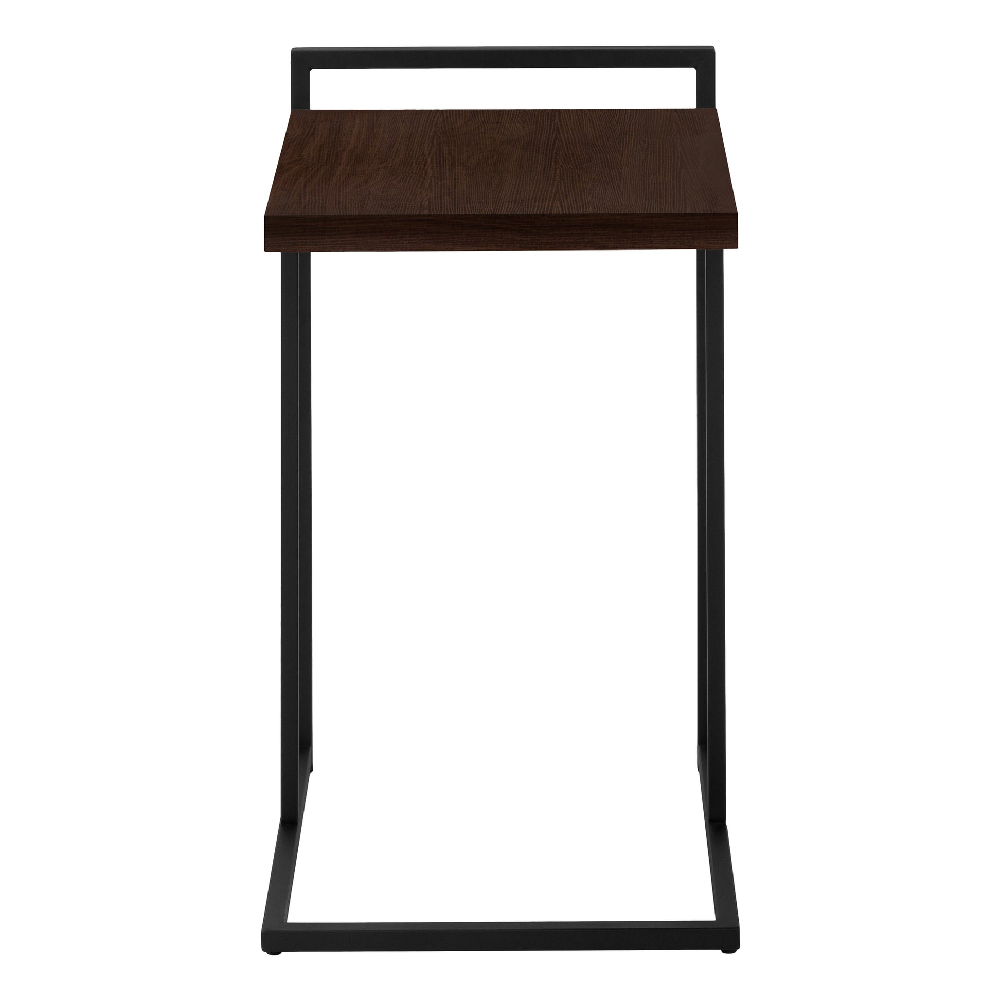 Accent Table, C Shaped, End, Side, Snack, Living Room, Bedroom, Brown Laminate, Black Metal, Contemporary, Modern Espresso Particle Board