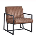 Modern Design High Quality Pu Brown Steel Armchair For Kitchen, Dining, Bedroom, Living Room Brown Upholstered Leather