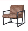 Modern Design High Quality Pu Brown Steel Armchair For Kitchen, Dining, Bedroom, Living Room Brown Upholstered Leather