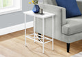 Accent Table, Side, End, Narrow, Small, 2 Tier, Living Room, Bedroom, White Laminate, White Metal, Contemporary, Modern White Particle Board