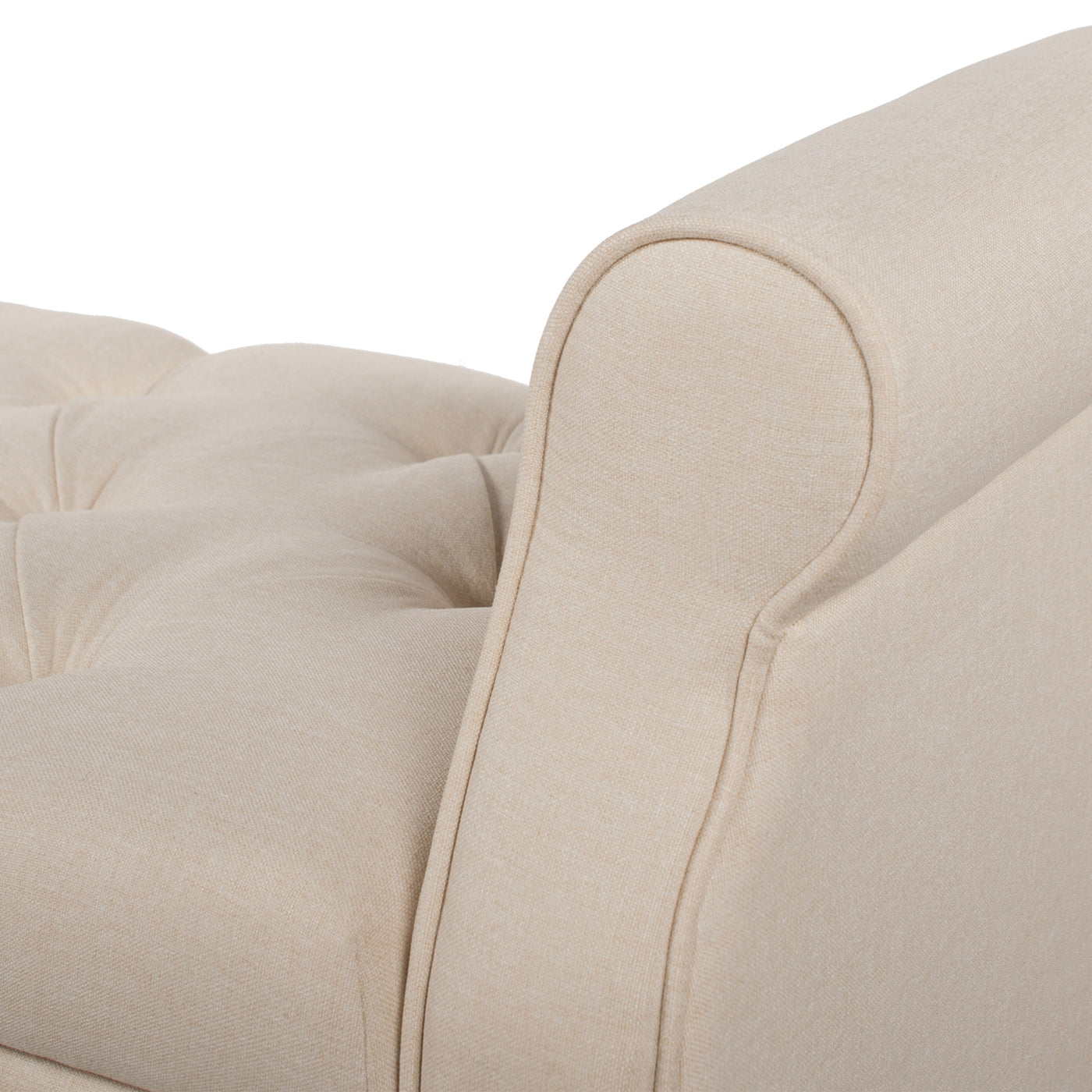 Jacqueline 57.5" Tufted Roll Arm Storage Bench, Sky Neutral Beige Polyester Beige Foam Polyester