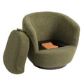 Upholstered Swivel Barrel Armchair With Storage Modern Living Room Side Chair For Bedroom Office Reading Spaces Teddy Fabric Dark Green Dark Green Foam Upholstered