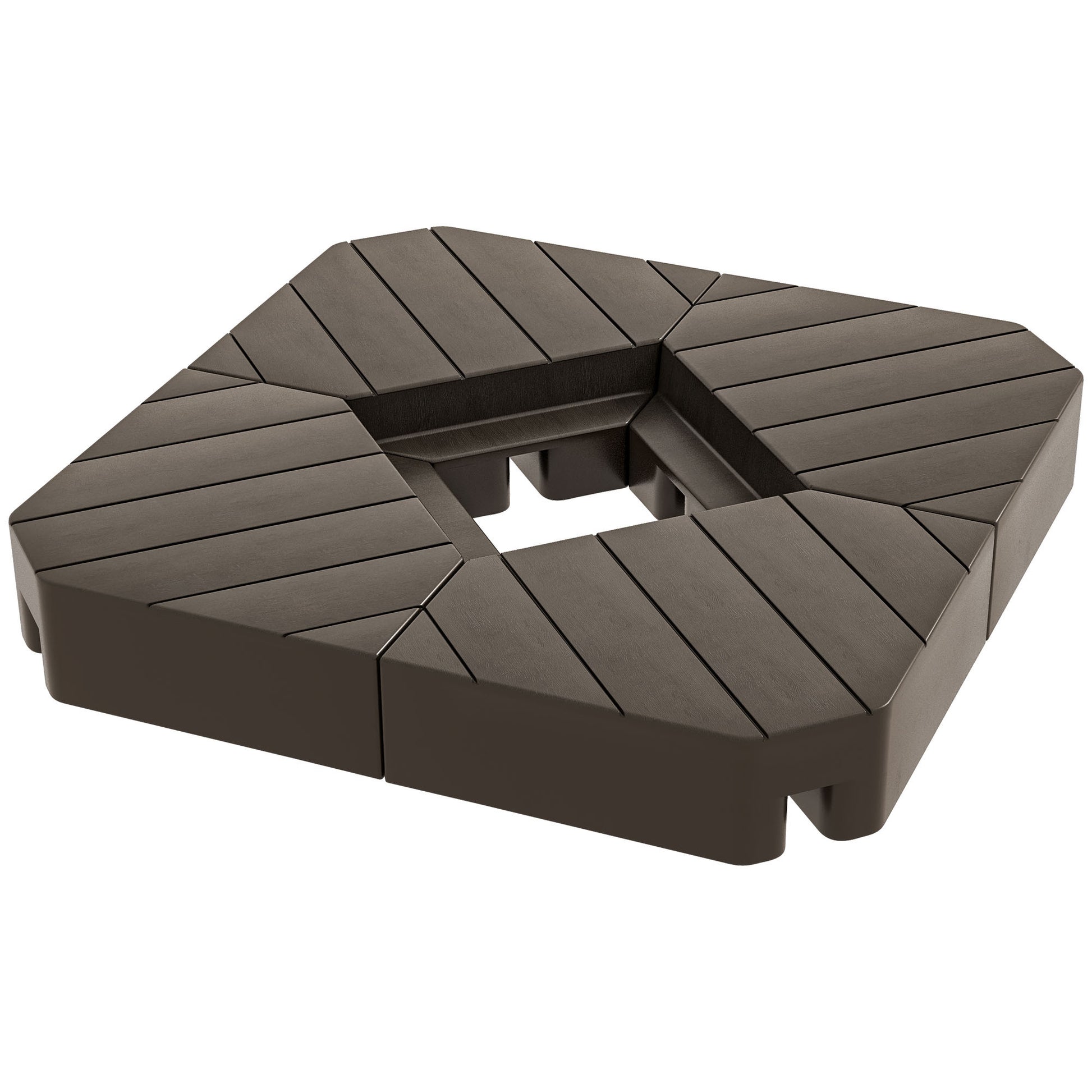 Outsunny 4 Piece Patio Cantilever Umbrella Base Weight Set, Outdoor Offset Umbrella Weights For Umbrella Stand, 132 Lb. Capacity Water Or 176 Lb. Capacity Sand, Brown Brown Hdpe