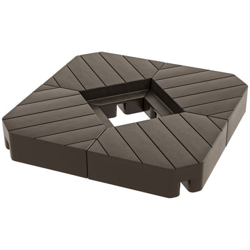 Outsunny 4 Piece Patio Cantilever Umbrella Base Weight Set, Outdoor Offset Umbrella Weights For Umbrella Stand, 132 Lb. Capacity Water Or 176 Lb. Capacity Sand, Brown Brown Hdpe