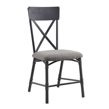 Grey And Sandy Black Side Chair With X Shape Back Set Of 2 Grey Black Primary Living Space Contemporary Fabric Metal