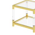 Modern Minimalist Style Gold Metal Frame With Acrylic Leg Coffee Table Cs 1195 1 Golden,Transparent Glass Acrylic