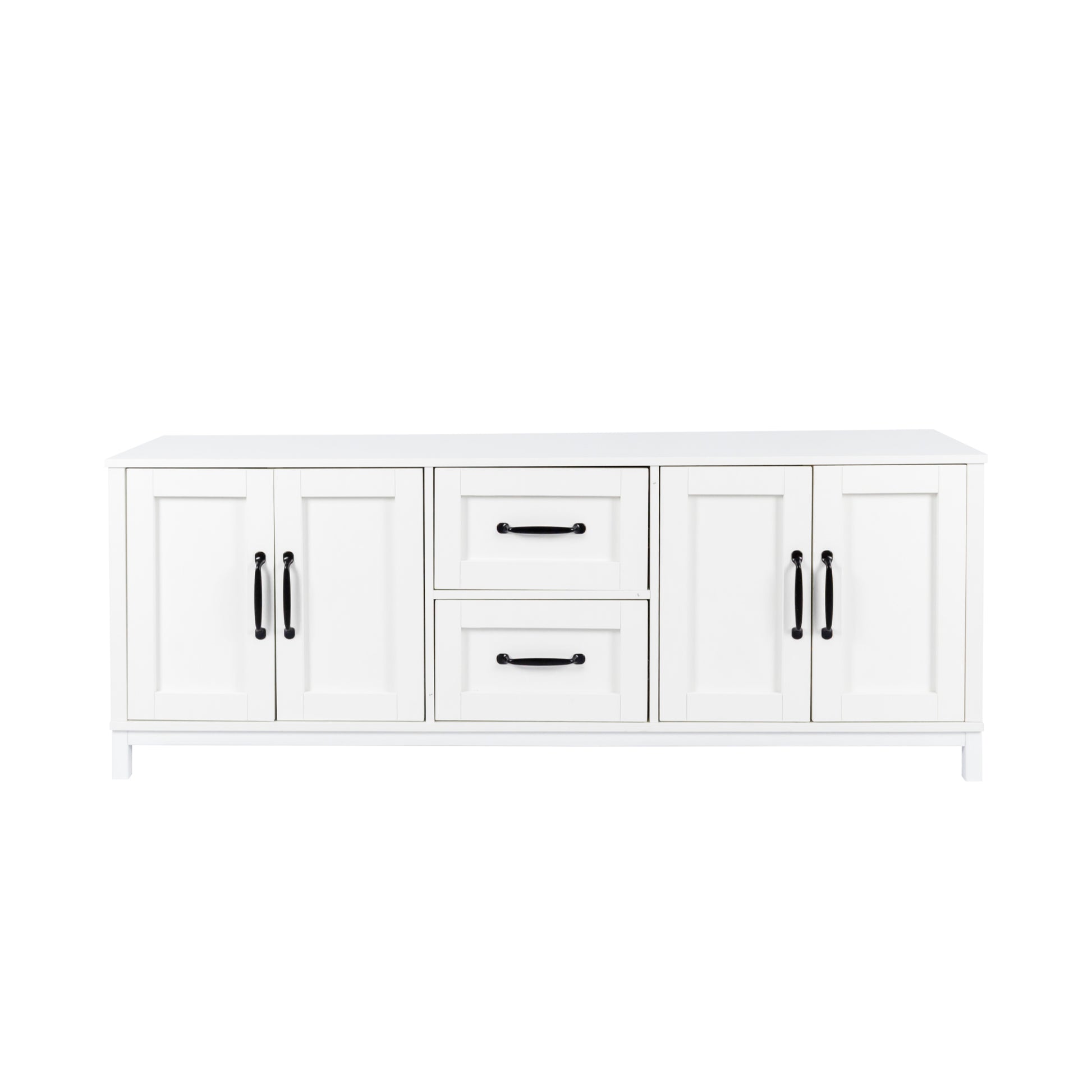 Modern White Tv Stand With Drawers And Cabinet For Organized Entertainment Center White 60 69 Inches Particle Board Mdf