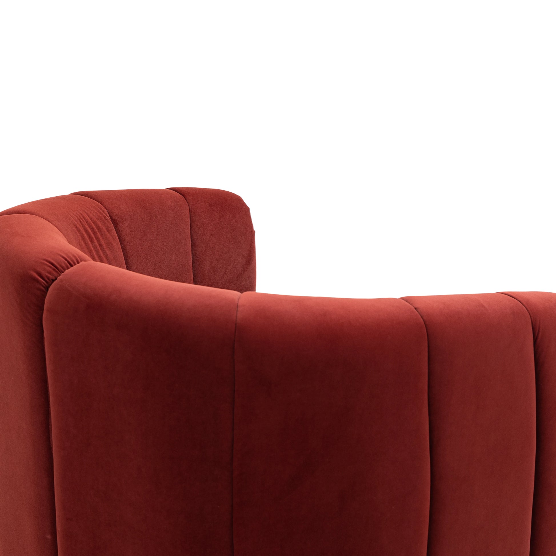 Coolmore Accent Chair With Ottoman, Mid Century Modern Barrel Chair Upholstered Club Tub Round Arms Chair For Living Room Bedroom Office Wine Red Velvet Wine Red Foam Velvet