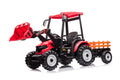 Pedal Tractors With Working Loader And Backhoe Digger, Kids' Ride On Car Toys 24V Battery Powered Electric Vehicles With Trailer, Digger For Toddlers Red Red Plastic