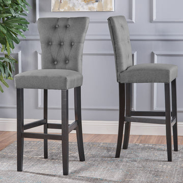 Barstool Grey Wood Fabric