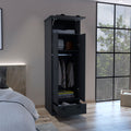 Falkland Armoire With 1 Drawer And 1 Hinged Drawer With Handles Black Bedroom Modern Particle Board