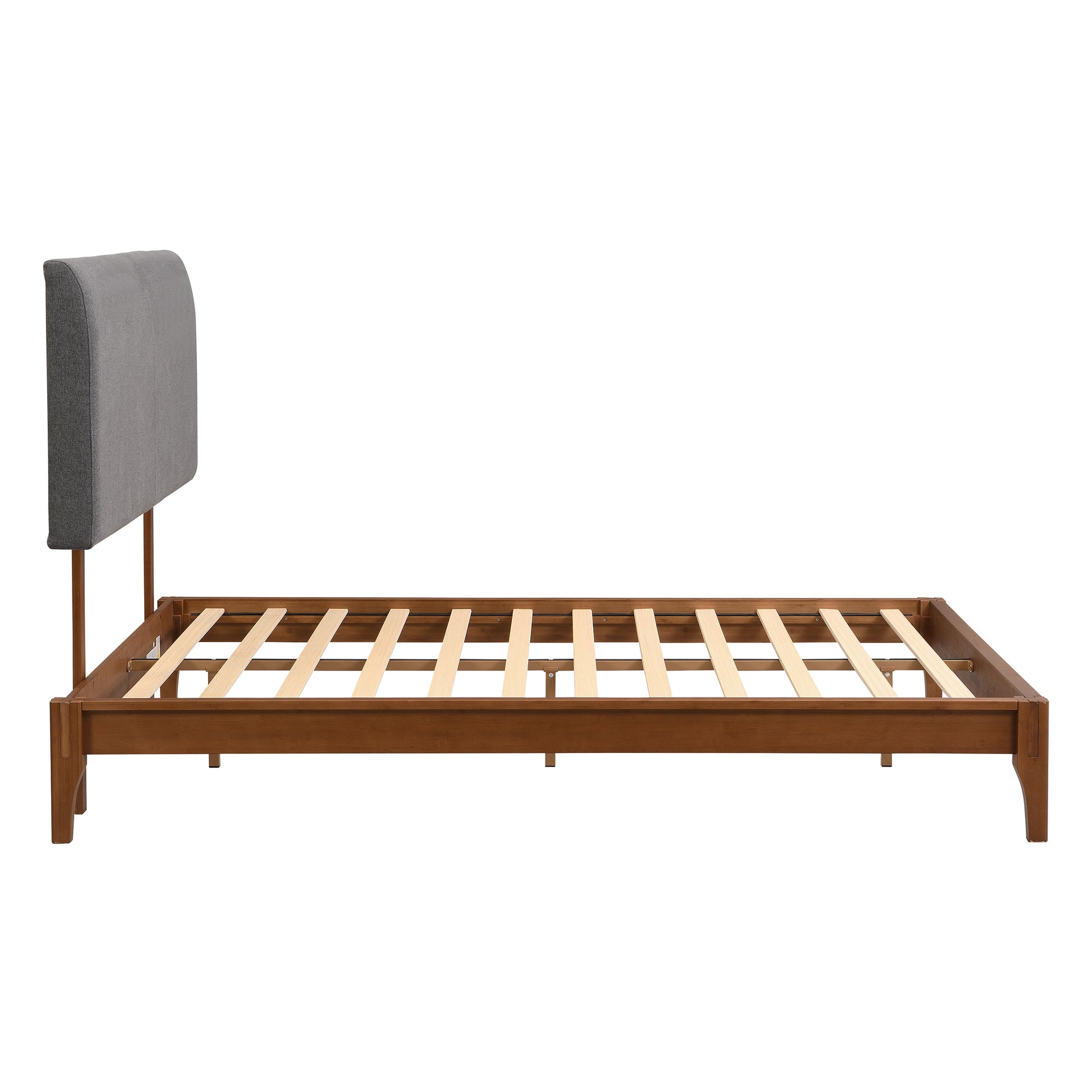 Grey Curved Adjustable Headboard Queen Grey Linen