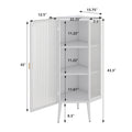 22.25'' Floor Coner Cabinet,Three Tiers With Tempered Glass Doors And Storage Shelves For Bathroom, Living Room And Bedroom White White Glass Metal