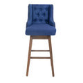 Coolmore Bar Stools Set Of 2 Counter Height Chairs With Footrest For Kitchen, Dining Room And 360 Degree Solid Wood Legs Swivel Bar Stools Set Of 2 Navy Linen Navy Foam Linen