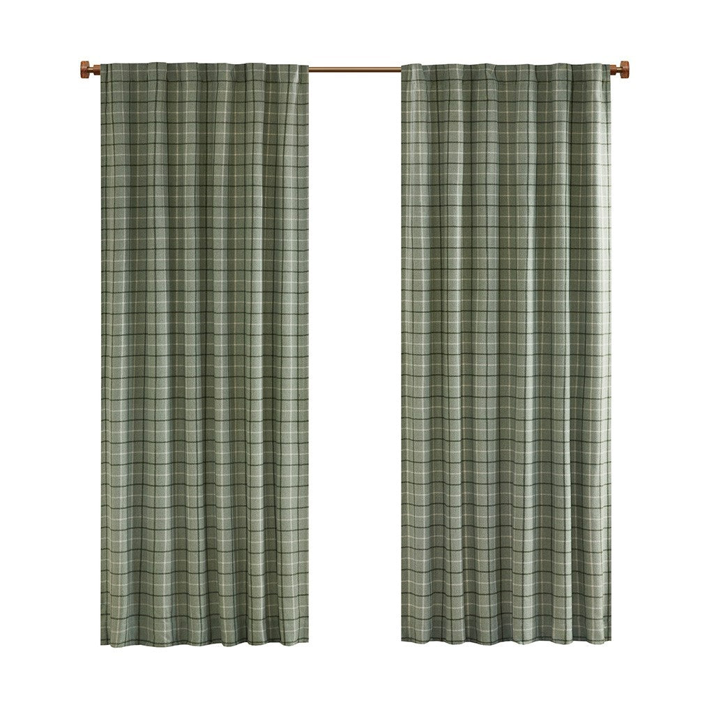 Plaid Faux Leather Tab Top Curtain Panel With Fleece Lining Only 1 Pc Curtain Panel Multicolor Polyester