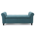 Hayes Armed Storage Bench Teal Fabric