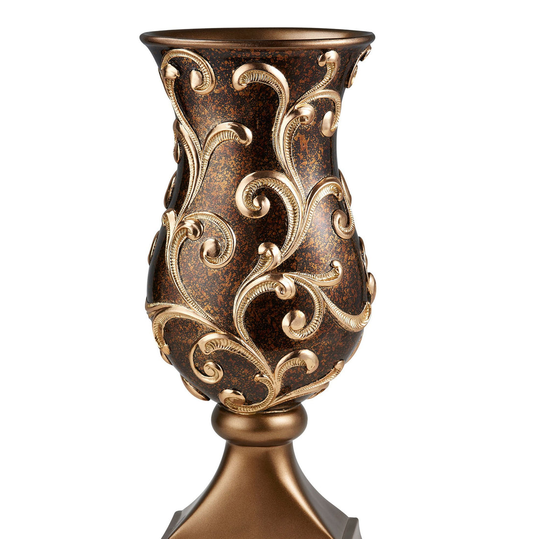 19.75" Tall Decorative Vase "Odysseus" Baroque Style W Gold Floral Filigree Multicolor Polyresin