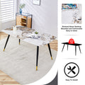 Table And Chair Set, Imitation Marble Texture Rock Board Table Top, Black Metal Table Legs, Stable And Beautiful. Modern Simple Dining Table, Comfortable Seating. White Black Seats 4 Metal