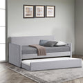 Modern Twin Daybed With Trundle, Trim Backing, Soft Gray Velvet Twin Gray Solid Wood