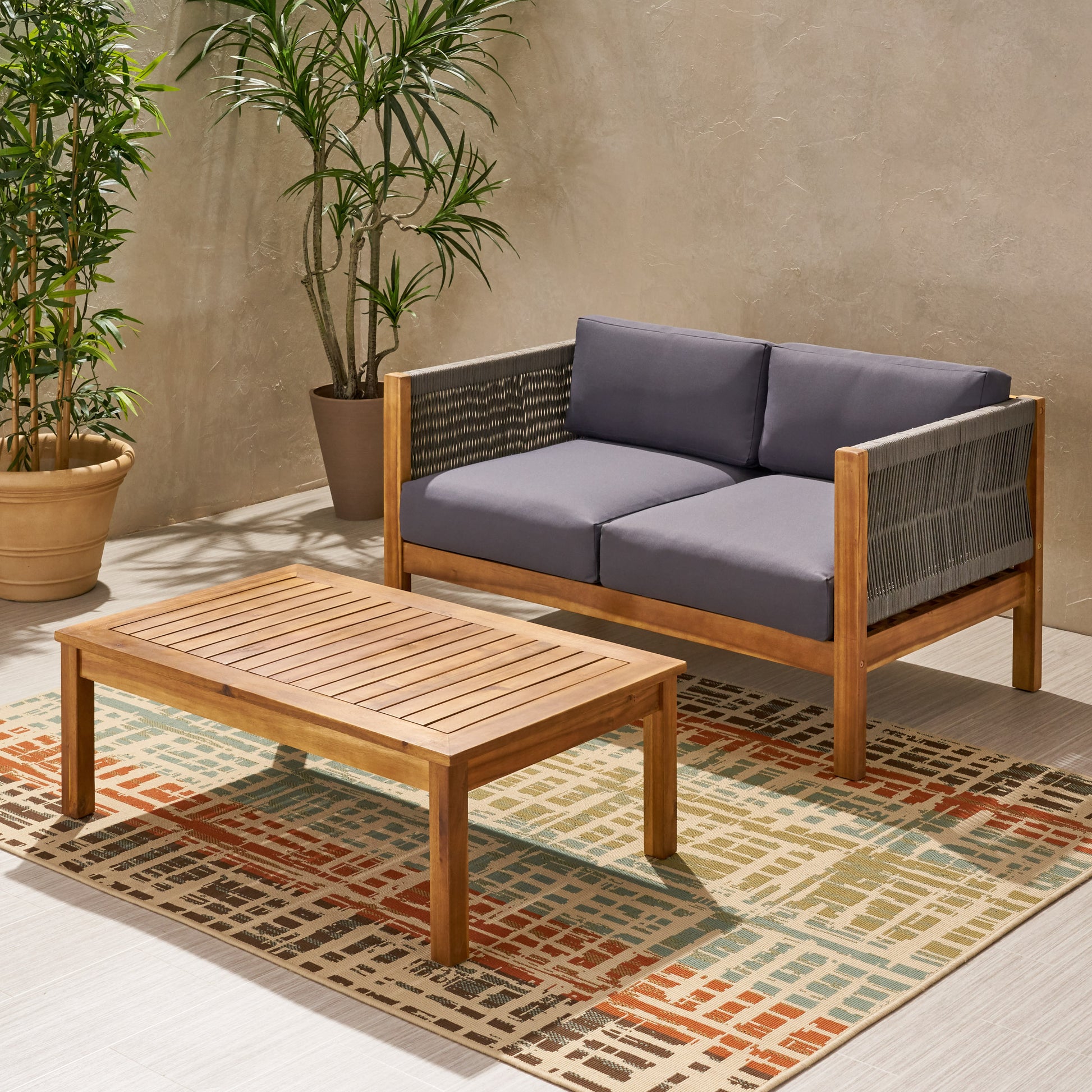 Laurel Seat & Coffee Table Teak Acacia Wood