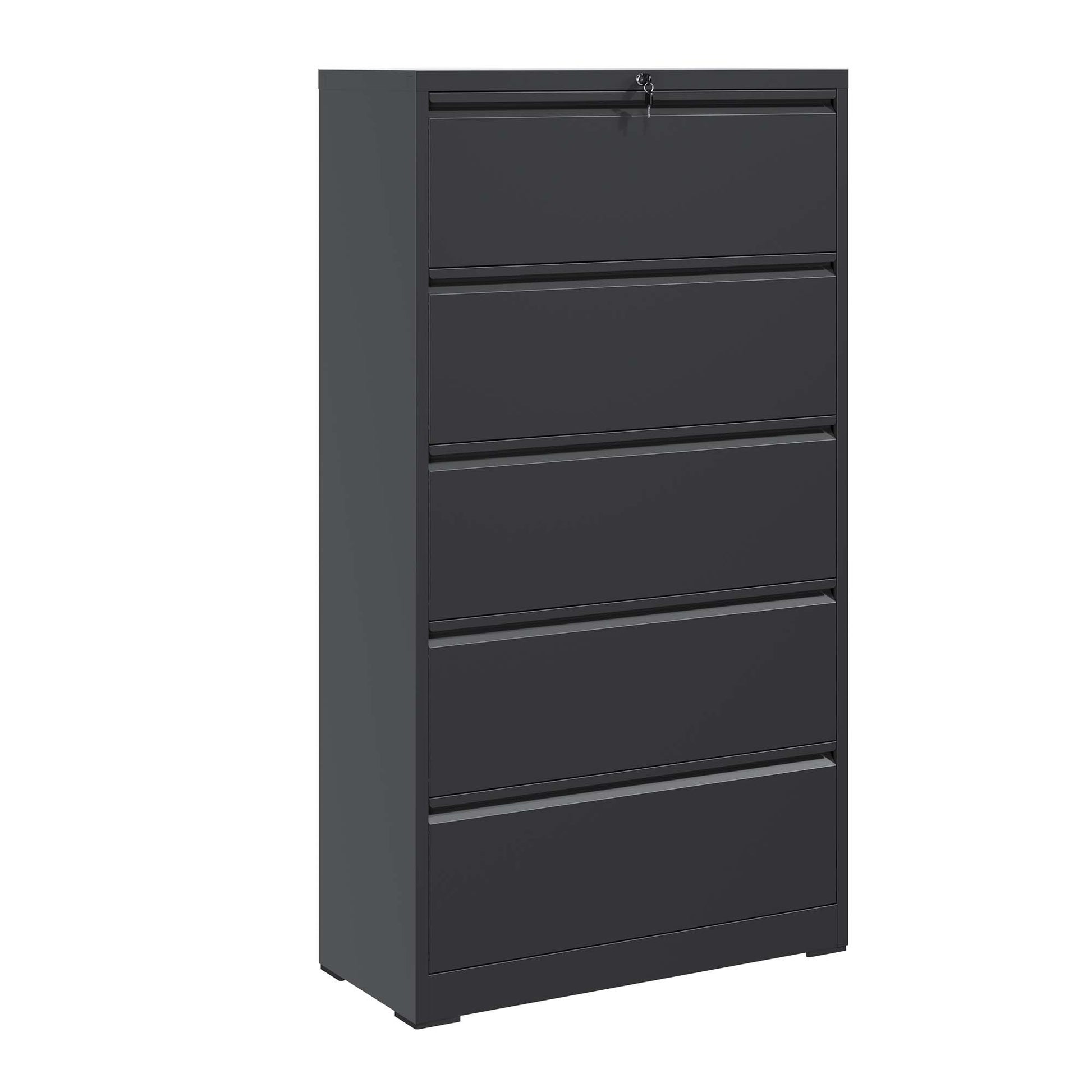 5 Drawer Metal Lateral File Cabinetblack Filing -