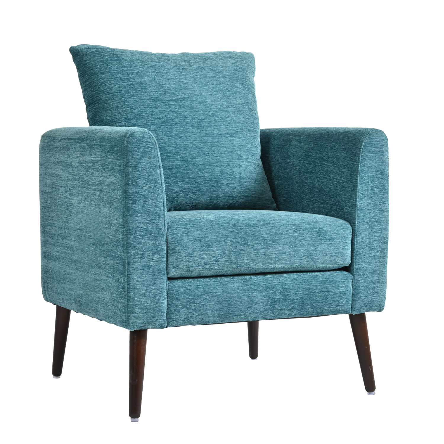 Teal Accent Chair, Boucle Chair,Barre Chair,Fabric Armchair Club Chair,Upholstered Arm Chair With Solid Wood Legs,Waist Pillow,Padded Single Chair For Living Room Bedroom Study Waiting Room Teal Teal Light Brown Primary Living Space Modern Rubberwood