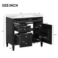 36'' Bathroom Vanity With Top Sink, Modern Bathroom Storage Cabinet With 2 Drawers And A Tip Out Drawer, Single Sink Bathroom Vanity Black Bathroom Solid Wood Mdf