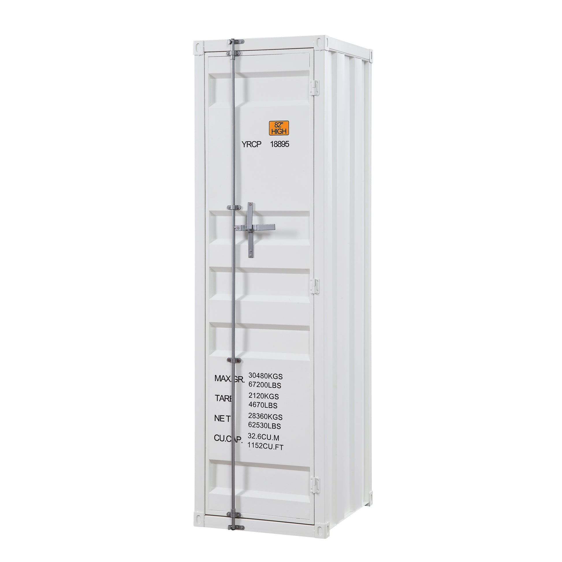 White Wardrobe With Full Length Container Lock White Bedroom Metal