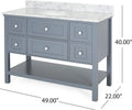 49'' Bathroom Vanity With Marble Top & Ceramic Sink, Open Shelf, 5 Drawers, Gray Same As N759S999002G Grey Plywood