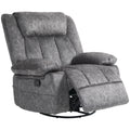 Homcom Swivel Rocker Recliner Chair For Living Room, Fabric Reclining Chair For Nursery, Rocking Chair With Footrest, Side Pockets, Charcoal Gray Charcoal Grey Polyester