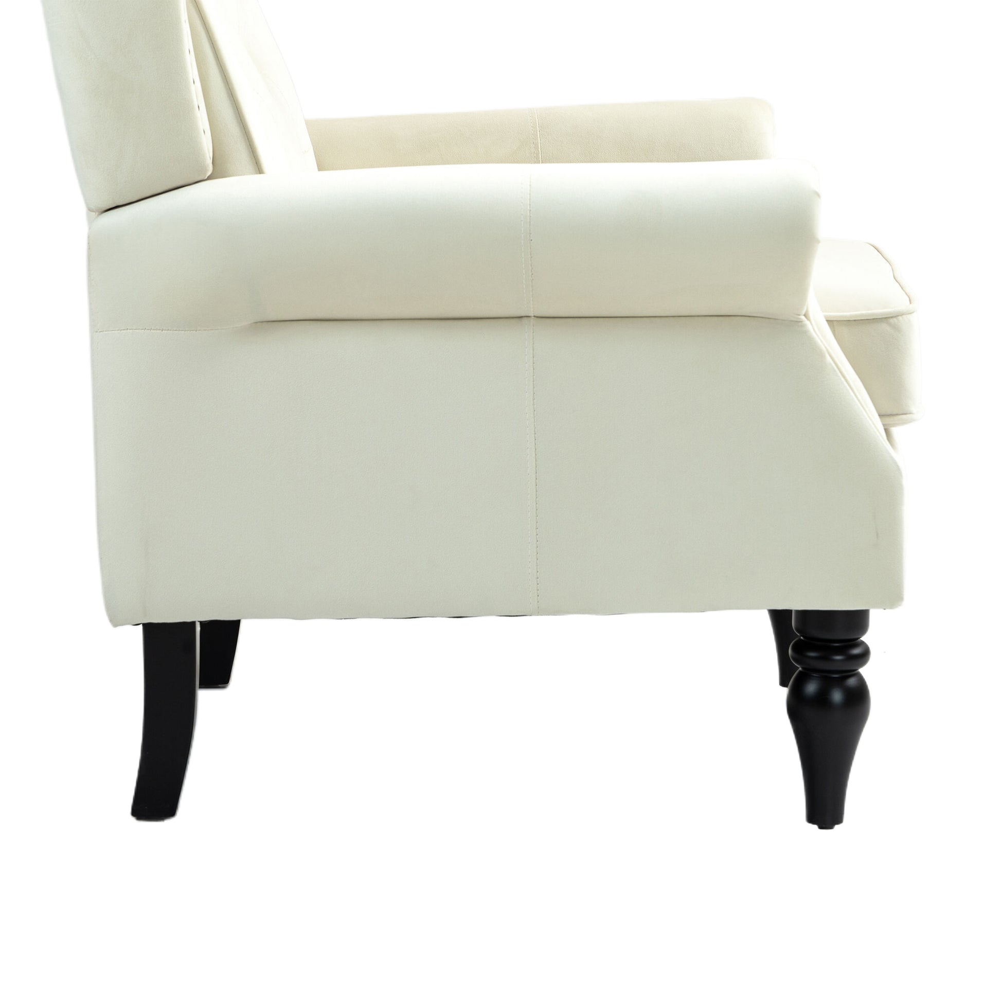 Coolmore Wood Frame Armchair, Modern Accent Chair Lounge Chair With Sturdy Wood Legs For Living Room Bedroom Beige Beige Primary Living Space Foam Velvet