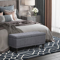 Homcom Storage Ottoman, Linen Fabric Button Tufted Storage Bench With Soft Close Lid For Living Room, Entryway Or Bedroom, Dark Heather Grey Grey Fabric