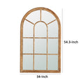 54 Inch Wall Mirror With Window Pane Design, Fir Wood, Distressed Brown Brown Wood