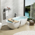 Luxury Handcrafted Stone Resin Freestanding Soaking Bathtub With Overflow In Matte White, Cupc Certified 24S03 59Mw Matte White Bathroom Freestanding Tubs Soaking Center Solid Surface