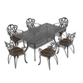 L58.27*W34.65 Inch Cast Aluminum Patio Dining Table With Black Frame And Umbrella Hole Dining Set Black Rust Resistant Frame Garden & Outdoor Complete Patio Sets Aluminium