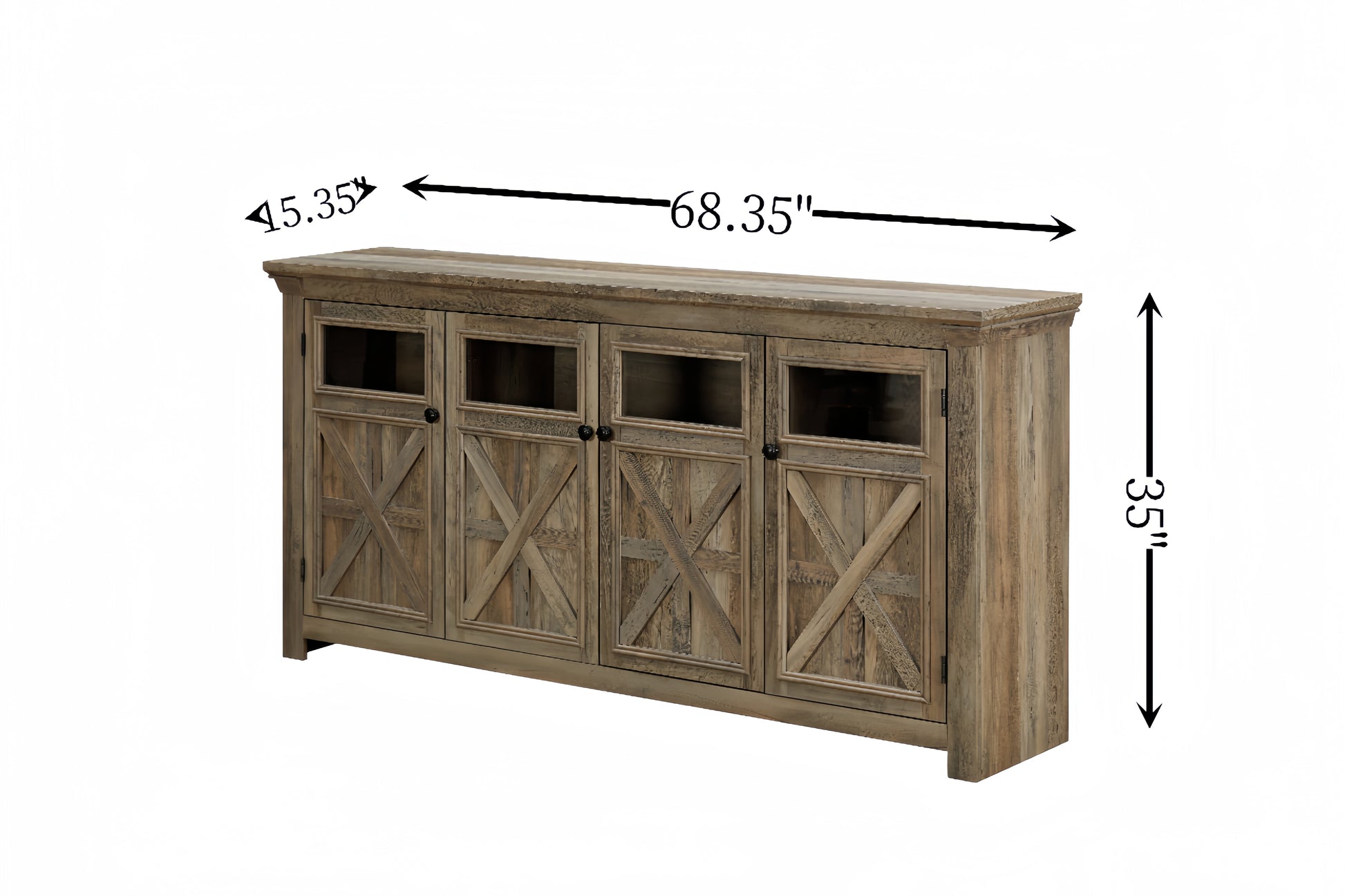 Farmhouse Sideboard Buffet Cabinet With Storage With 4 Doors, Kitchen Storage Cabinet, Coffee Bar Cabinet With Adjustable Shelf For Kitchen, Living Room, L68.35''*W15.35"*H34.65",Gray Wash Gray Wash